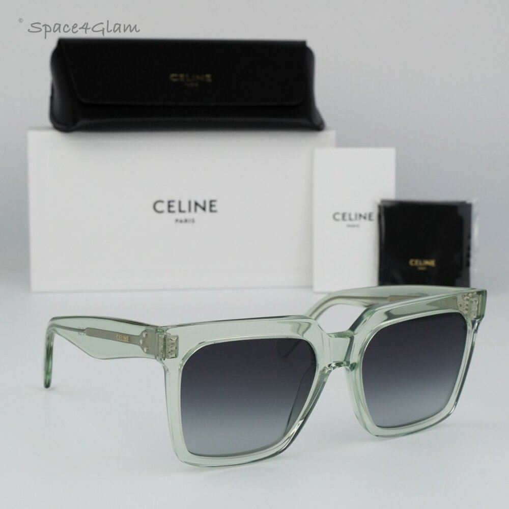 BRAND NEW Celine CL4055IN 93B Transparent Green Gradient Square Women Sunglasses